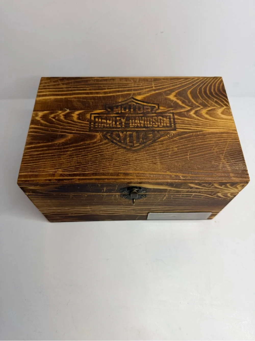 Harley-Davidson Official Whiskey Glass Gift Set 2 - Rustic Wooden Box Toledo
